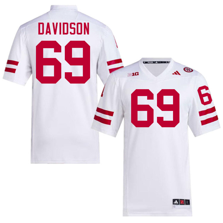 Nebraska Cornhuskers #69 Landen Davidson College Football Jersey Stitched-White Nebraska Cornhuskers #69 Landen Davidson College Football Jersey Stitched-White